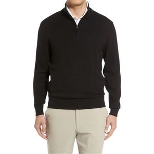 Cutter & Buck Men’s Size M Half Zip Sweater Black 100% Pima Cotton Office Golf‎